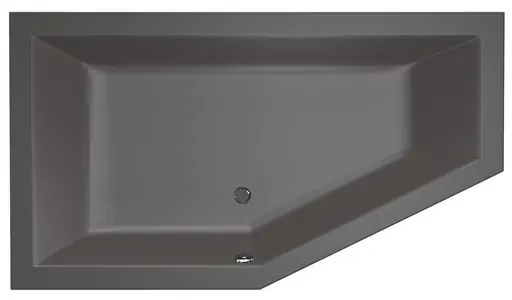 Xenz Society 160 ligbad - 160x90cm - met overloop - zonder afvoer - Hoekopstelling links - Acryl Antraciet Mat 6881-05