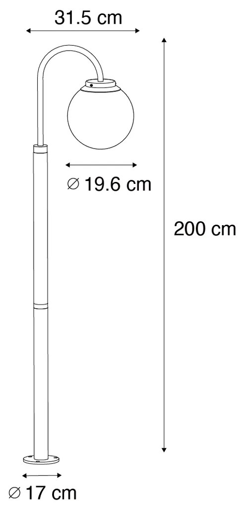 Buitenlamp Moderne lantaarn zwart met helder glas 200 cm IP44 - Sfera Modern E27 IP44 Buitenverlichting