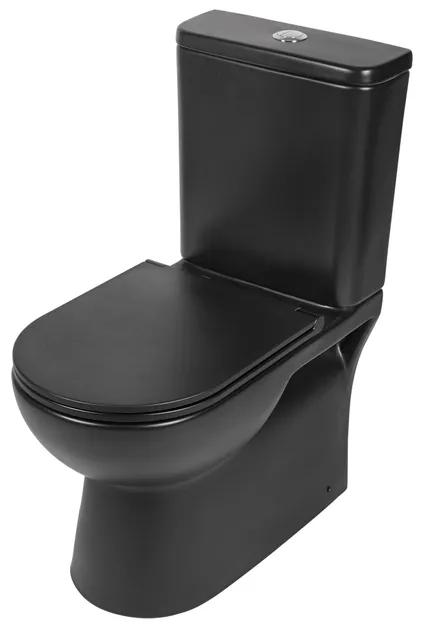 Differnz staand toilet Duoblok spoelrandloos met softclose en quickrelease zitting mat zwart 38.500.11