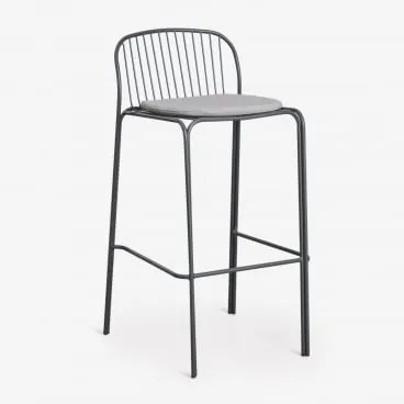 Anerina Hoge Tuinstoel Van Staal Grijs – Grafiet & ↑75 Cm & Zand Grijs - Sklum