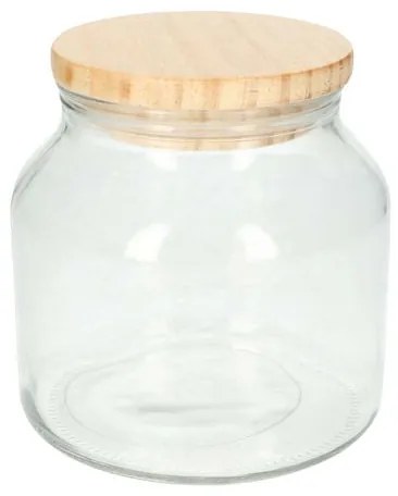 Voorraadpot met houten deksel, glas, middel