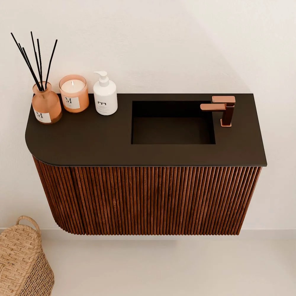 Mondiaz Joya 60cm toiletmeubel ronding links ruby met wastafel faye rechts 1 kraangat urban