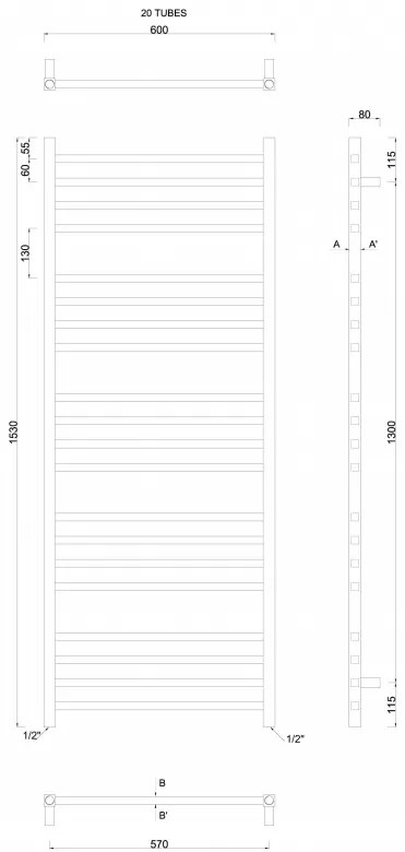 Sapho Metro radiator chroom 60x153cm 497W