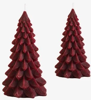 Set Van 2 Decoratieve Kerstkaarsen Eldor Wijn Rood - Sklum
