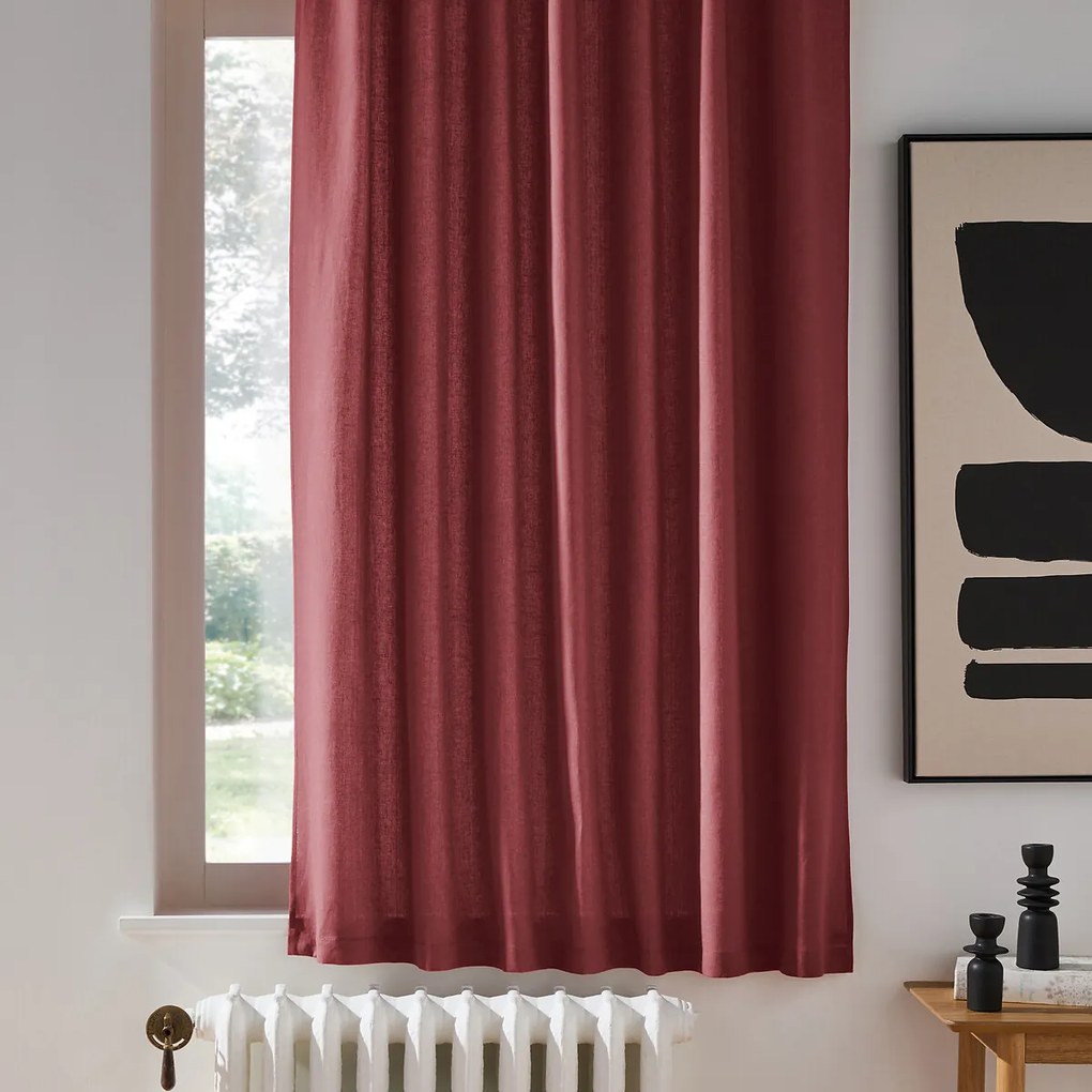 Gordijn in gewassen linnen met verdekte lussen, radiator, Onega