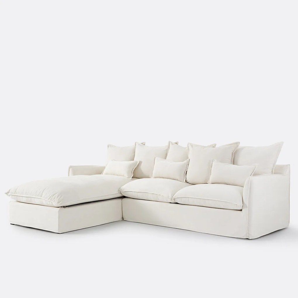 Hoekbank links, omvormbaar, afneembare hoes, 4-zits, gemêleerd polyester, ODNA