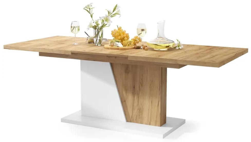 NOBLE NOIR eiken Craft Golden/White mat – uitschuifbare tafel tot 218 cm, voor 8, 10 personen.