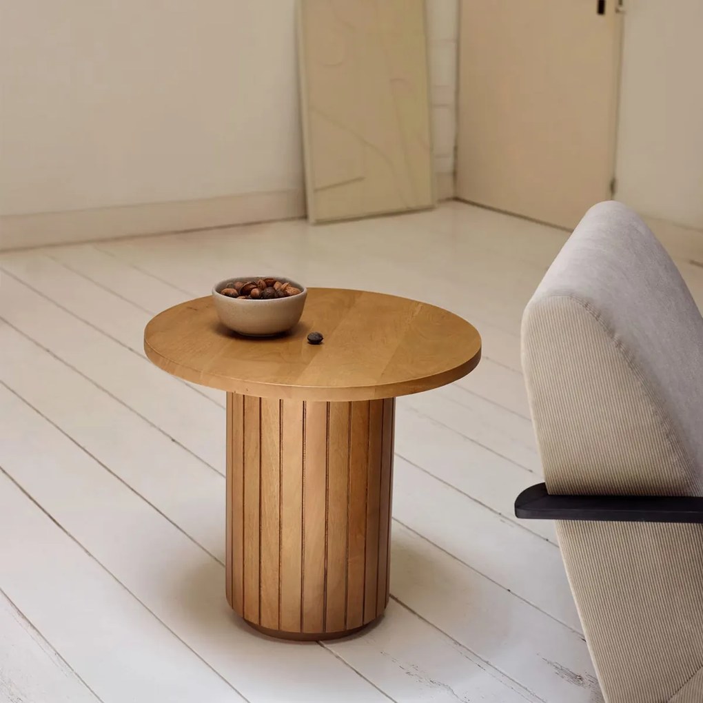 Kave Home Licia Ronde Bijzettafel Massief Acacia Hout - 60 X 60cm.