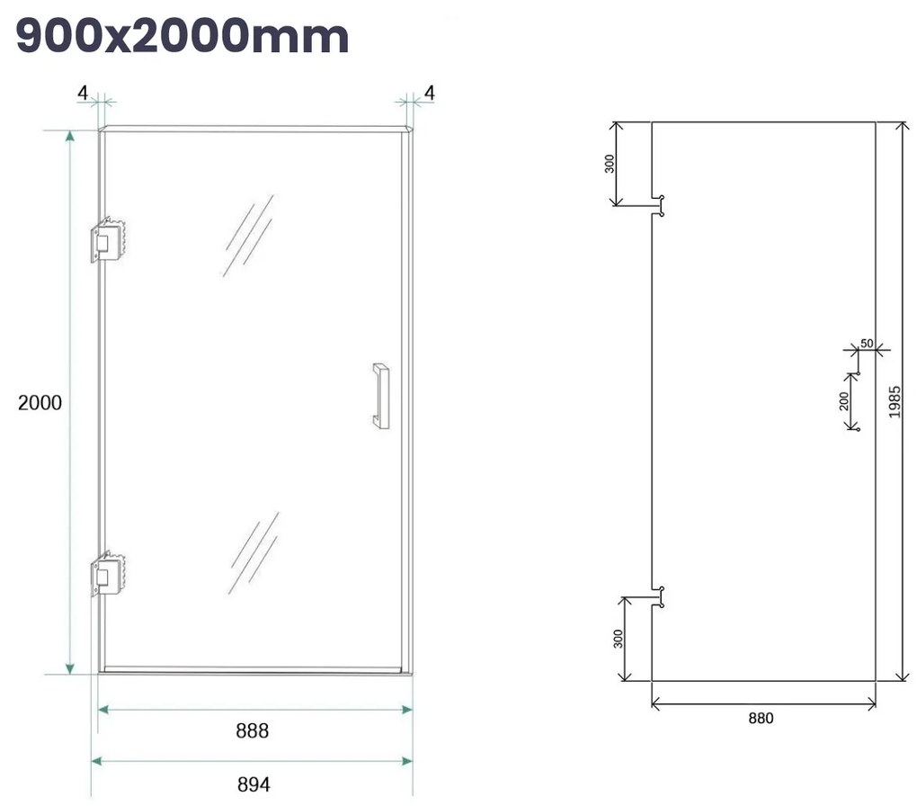 Saniclear Modern Antique rookglas douchecabine 80x90cm met 90cm deur anti-kalk verouderd messing