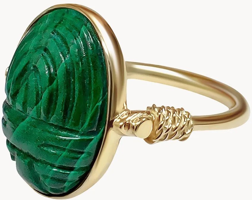 Vergulde ring Neo met malachiet