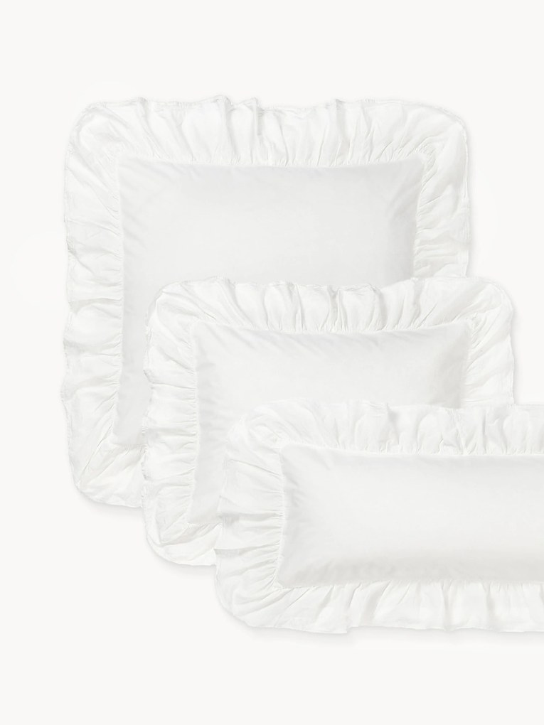 Gewassen katoenen perkal kussensloop Louane met franjes