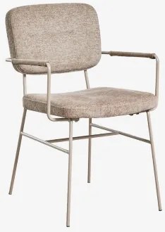 Set Van 2 Eetkamerstoelen Met Armleuningen, Bekleed Milih Bruin - Tarwe - Sklum