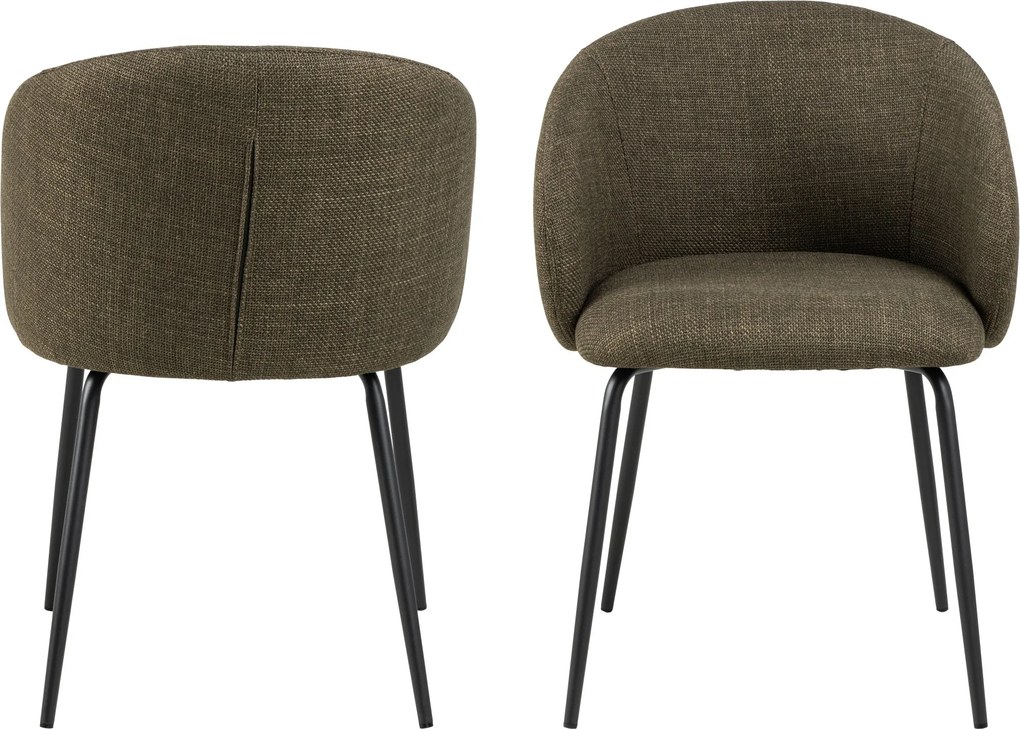 CLARA Olijfgroen (stof Basel 77)/zwarte poten - MODERNE GESTOFFEERDE KUIPSTOEL VOOR WOONKAMER/EETKAMER/KANTOOR LOFT