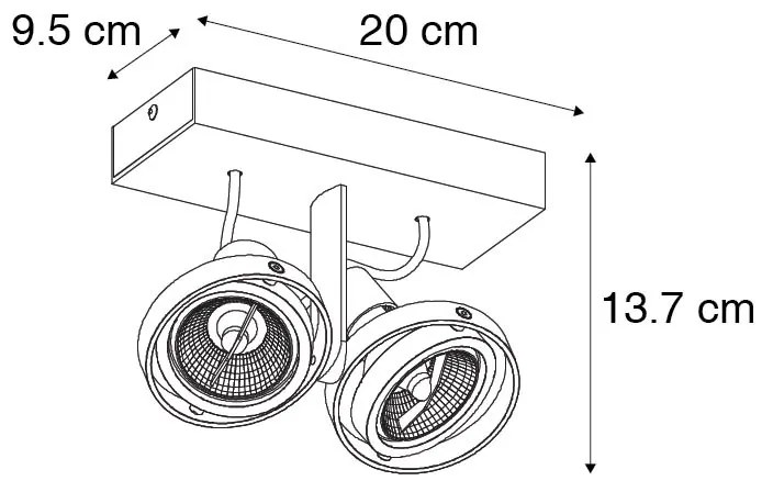 Moderne plafondspot wit 2-lichts GU10 70mm - Master
