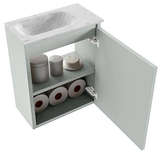 Mondiaz Ture DLux toiletmeubel 40cm greey met wastafel opalo links zonder kraangat