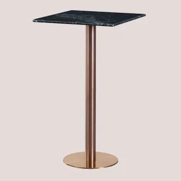 Vierkante Hoge Barkruktafel 60x60 Cm In Cosmopolitan Marmer Groen Marmer Big Flower & Roségoud - Sklum