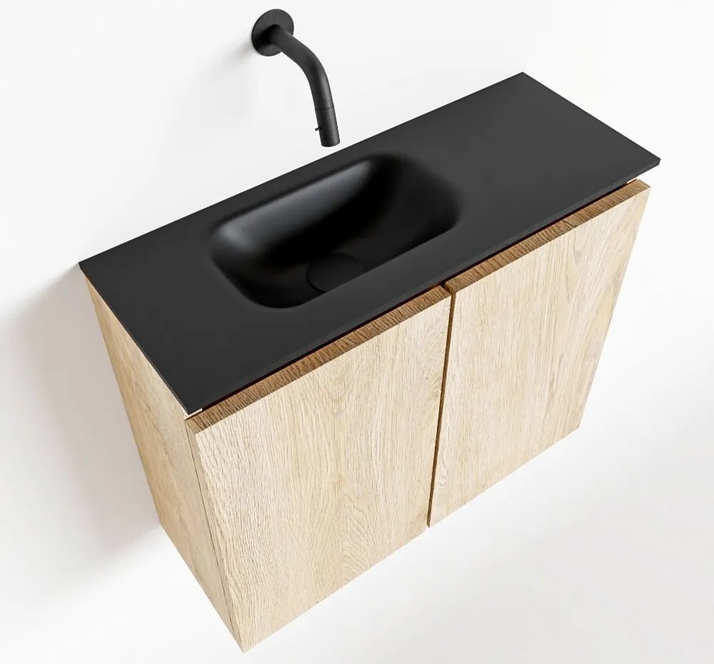 Mondiaz Ture 60cm toiletmeubel washed oak met wastafel urban links geen kraangat