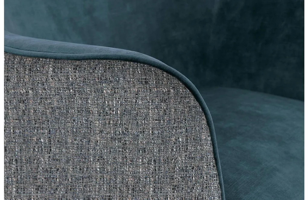 Goossens Eetkamerstoel Lisbet blauw stof met armleuning, elegant chic