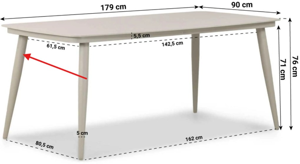 Tuinset 4 personen 180 cm Outdoor textiel Grijs Lifestyle Garden Furniture Lugo/Vienna
