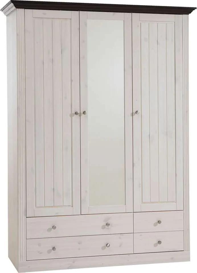 Kledingkast Monaco 3-deurs - white wash - 201,4x145,2x60 cm - Leen Bakker