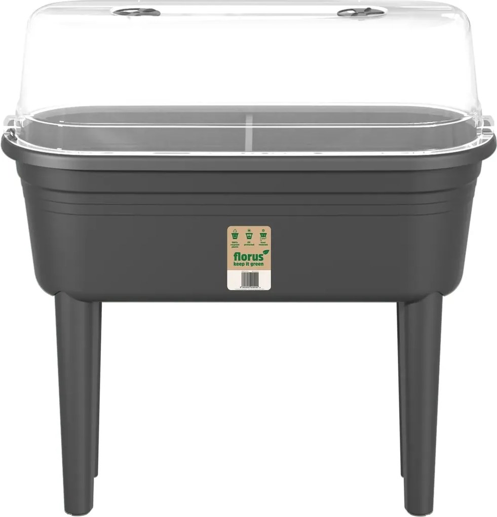 Florus Kweektafel Set - Incl. Kweekhuis - 78 cm Werkhoogte - Antraciet - Moestuinbak