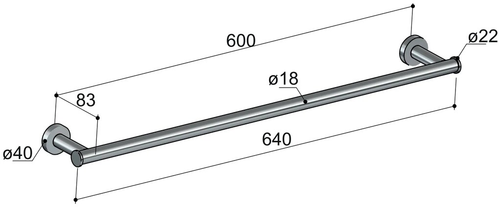 Hotbath Cobber handdoekrek 64cm zwart geborsteld PVD