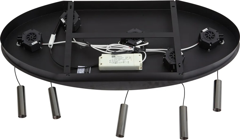 Design hanglamp gunmetal met groen glas incl. LED 3-staps dimbaar 5-lichts easylift - Fiera