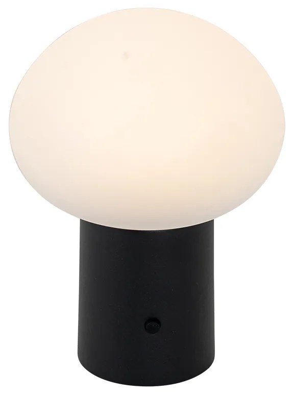 Set van 2 tafellampen mushroom zwart incl. LED oplaadbaar - Louise