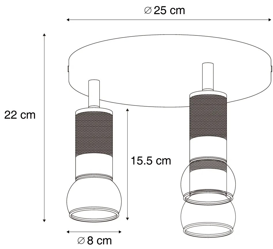 Ronde plafondSpot / Opbouwspot / Plafondspot donker brons rond 3-lichts draai- en kantelbaar - Veerle Modern GU10 Binnenverlichting Lamp