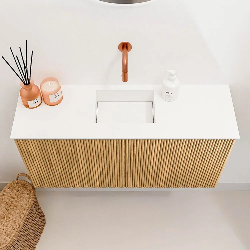 Mondiaz Joya 80cm toiletmeubel oak met wastafel faye midden zonder kraangat talc