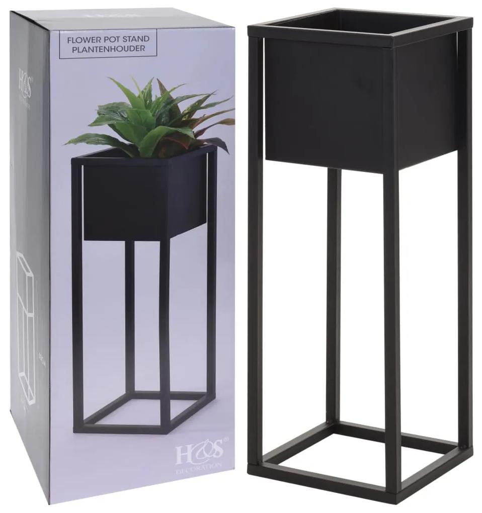 H&S Collection Home&Styling Bloempot op standaard 60 cm metaal zwart