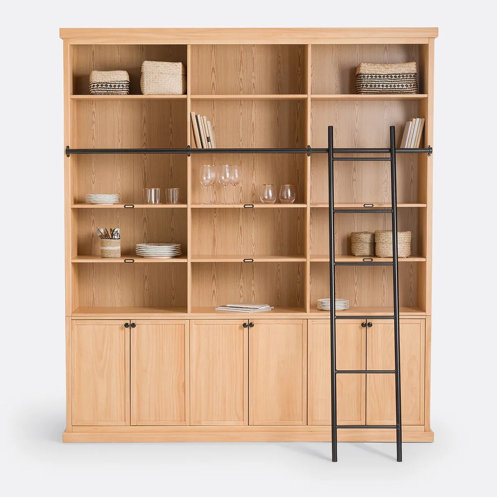 Boekenkast in grenen met ladder, Dario