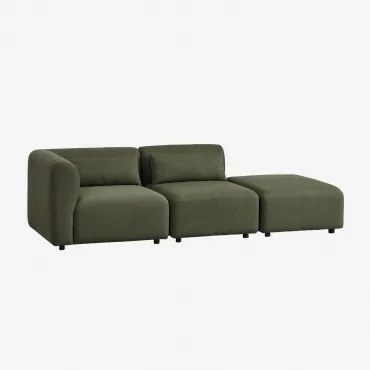 Modulaire Hoekbank Van 2 Delen Met Poef Fogler Teddystof Currygeel - Sklum