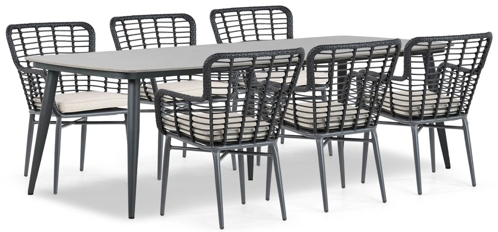 Tuinset 6 personen 240 cm Aluminium/wicker Zwart Lifestyle Garden Furniture Toledo/Vienna