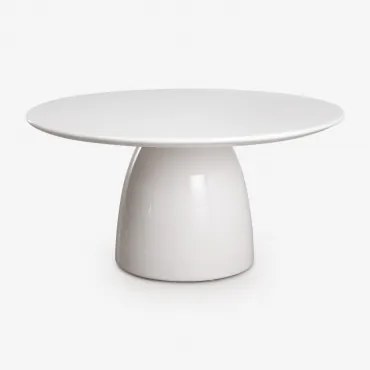 Ronde Tuintafel Ø150 Cm In Cement Numira Helder Wit - Sklum