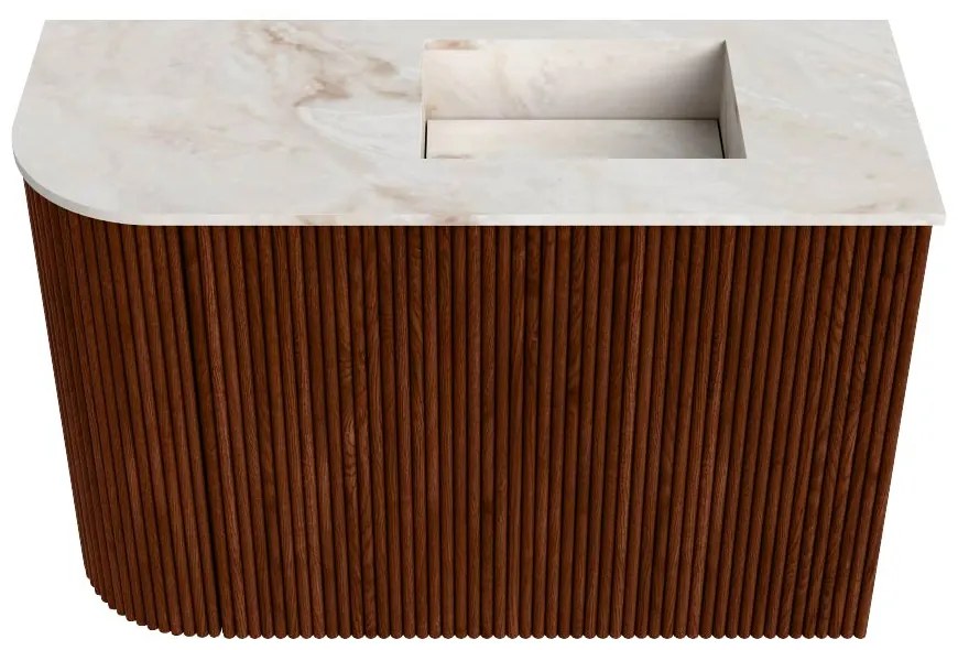 Mondiaz Joya DLux 60cm toiletmeubel ronding links ruby met wastafel faye rechts 1 kraangat frappe