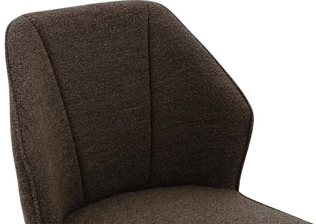 Goossens Eetkamerstoel Koncept donkerbruin stof leuning, modern design