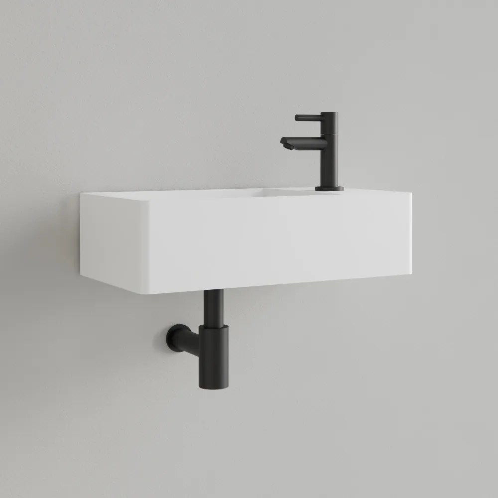 Sanigoods Luko fontein 40x22cm rechts met kraangat hoogglans wit