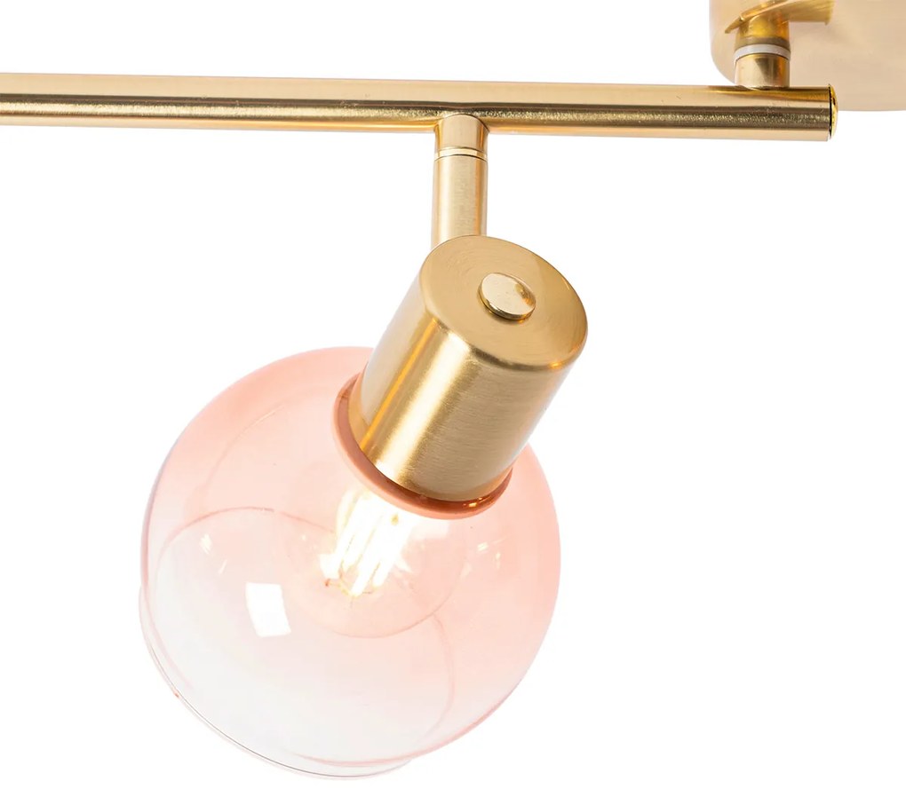 Art Deco Spot / Opbouwspot / Plafondspot goud met roze glas 4-lichts - Vidro Art Deco E14 Binnenverlichting Lamp