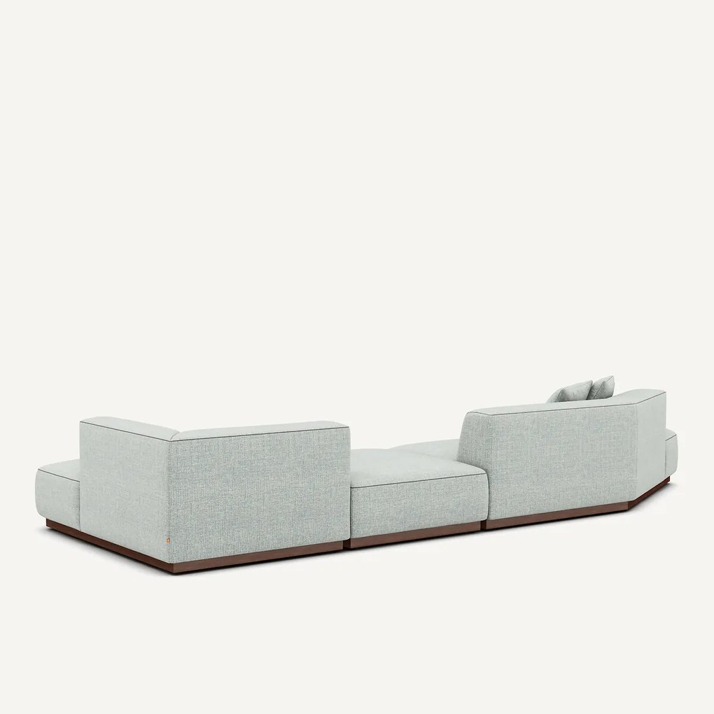 Rechte open hoekbank met voetsteun van gevlekt canvas, JACOPO