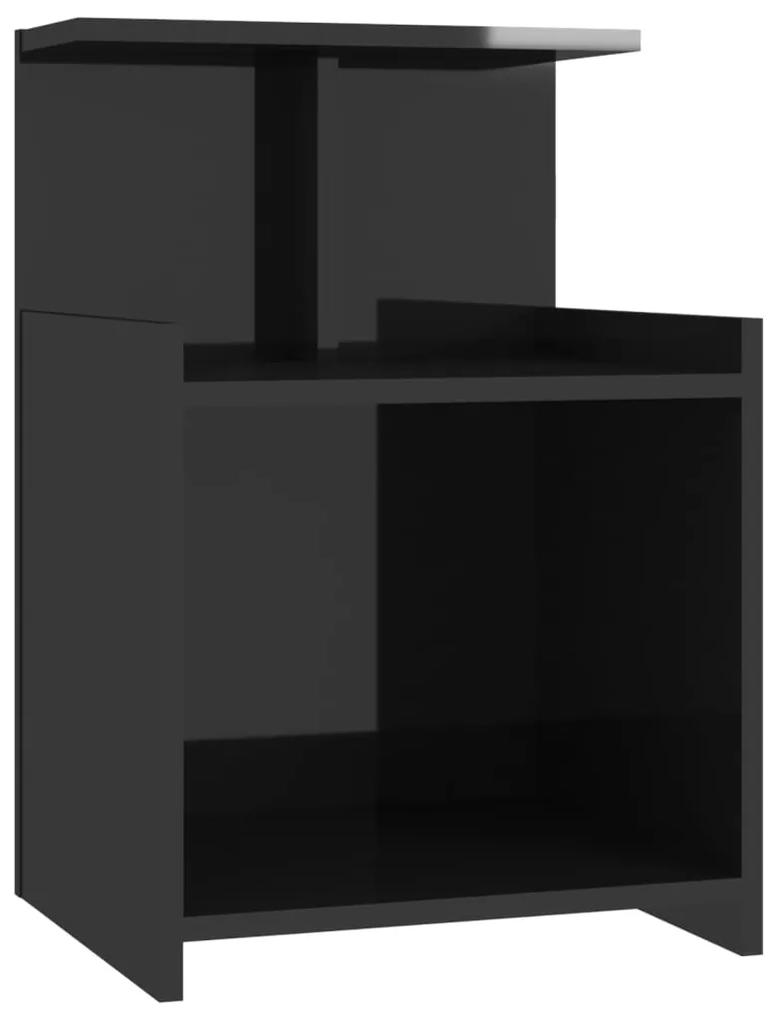 vidaXL Nachtkastje 40x35x60 cm spaanplaat hoogglans zwart