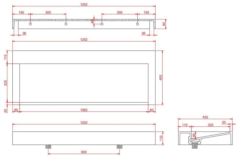 Fontana Elena badkamermeubel 120cm warm eiken met solid surface wastafel zonder kraangaten