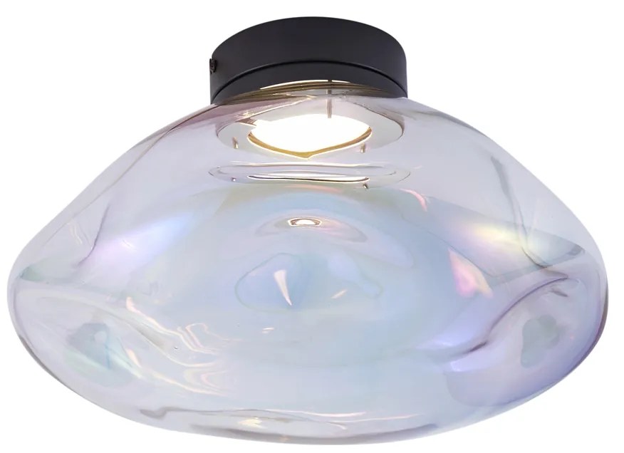 Design plafondlamp zwart met regenboog glas - Gemma