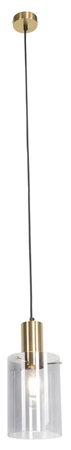 Smart hanglamp messing met smoke glas incl. Wifi A60 - Vidra