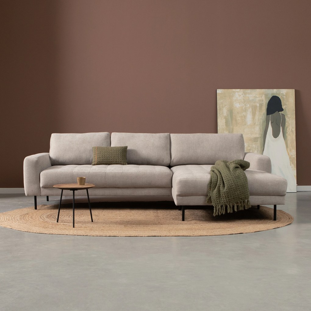 PEPP Interiors Oreo Beige Bank Hoge Poot Chaiselongue Rechts