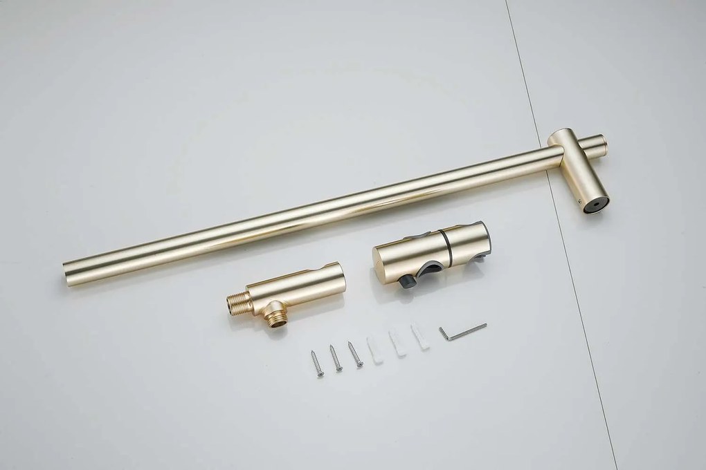 Saniclear Plus inbouw regendouche met inbouw douchekop 30x30cm, glijstang en 2 standen handdouche geborsteld messing - mat goud