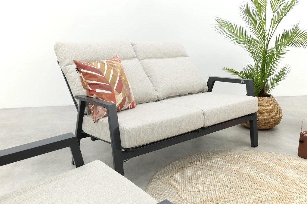 Lagos stoel-bank loungeset 3-delig verstelbaar - Antraciet