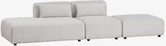 2-delige Modulaire Bank Met Linker Chaise Longue En Poef Fogler Stof Lichtgrijze - Sklum