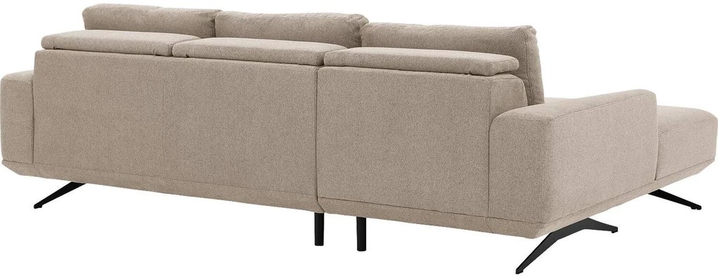Goossens Excellent Bank Princess Met Elektrisch Uitschuifbaar Zitvlak beige, stof, 3-zits, elegant chic met chaise longue links