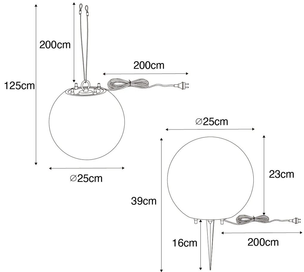 Smart buitenlamp met dimmer wit 25 cm IP65 incl. LED - Nura Modern E27 IP65 Buitenverlichting bol / globe / rond